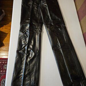 Leather Black Mens Pant 32" x 36 1/2" Unfinished Bottoms